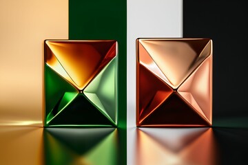 rectangular prism,copper,gold,red,green,yellow,spiritual,realistic,detailed
