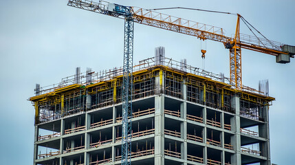 Building under construction, industrial development, and engineering at a construction site -