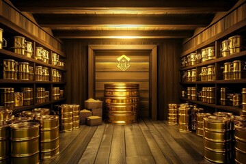 Entrance to the Golden Barrel Room: A Treasure Trove of Aged Whiskey