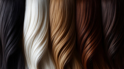 Fototapeta premium Color correction process in a salon, hairstylist blending tones with precision to achieve a perfect blonde shade -