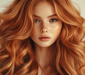 Naklejka premium A woman with red hair and blue eyes