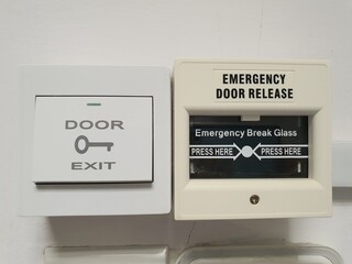 Door exit push button with emergency door release commonly found in the office