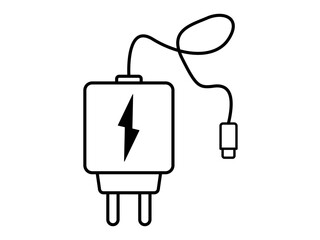 Obraz premium Mobile phone charger line icon. flat style sign for mobile concept and web design. Power adapter outline vector icon. Symbol, logo illustration. Vector graphics