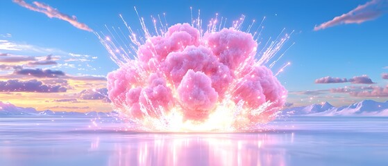 A pink explosion in the sky