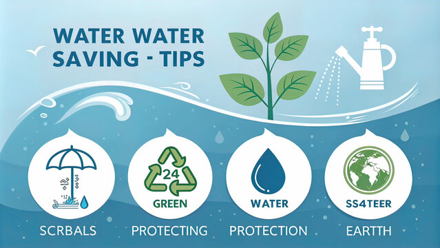 Vector illustration, infographic concept of water saving tips icon. Save water, save earth and be green, environmental protection campaign concept.