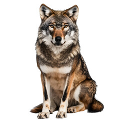 Obraz premium [Transparent Background PNG]Gray Wolf Sitting on White Background