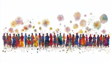 A vibrant watercolor representation of diverse silhouettes in colorful harmony.