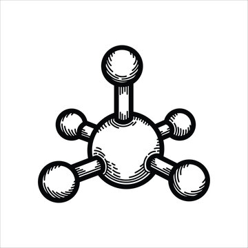 black and white molecule sketch clip art preview