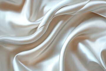 Fototapeta premium Elegant cream satin fabric with smooth waves