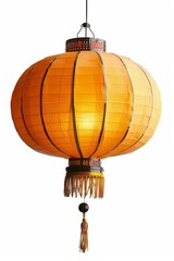 Obraz premium Round orange Chinese paper lantern with black and gold accents