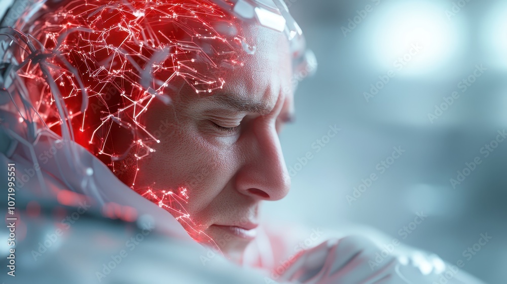 Poster a high-tech image showcasing a neural interface design, capturing the essence of advanced technology