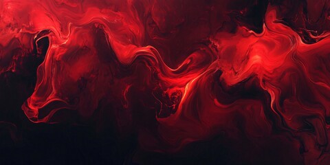 Fluid dynamics of red and black ink creating mesmerizing swirls and patterns, perfect for backgrounds and artistic projects