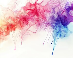 Obraz premium Colorful abstract smoke design with flower shapes in vibrant shades and soft texture.