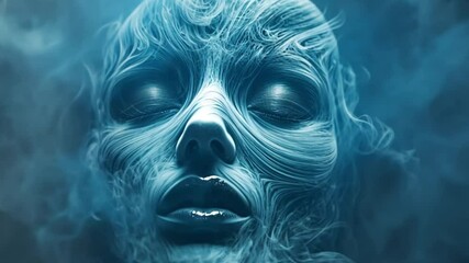 close-up of a person's face covered in smoke footage - Powered by Adobe