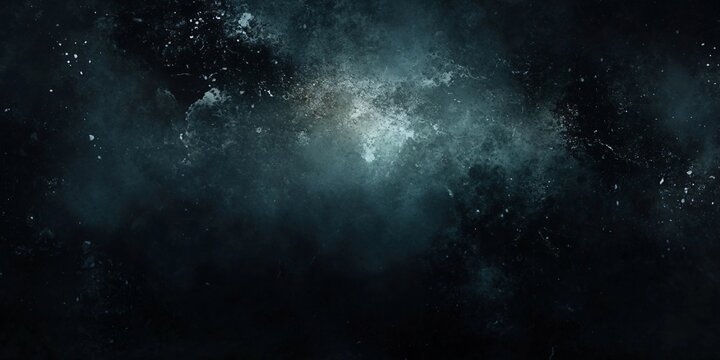 Grunge background with dark tones, white splashes, scratches, and a central light spot for a dramatic and mysterious vibe