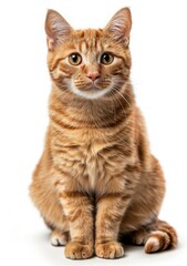 Obraz premium A ginger cat is sitting on a white background