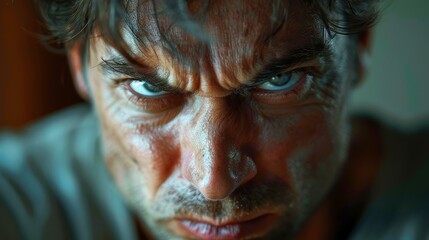 Obraz premium Close Up Angry Man Face Portrait
