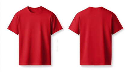 Product mockup and ads, Red T shirt with front and back views, showcasing simple and classic design. Perfect for casual wear or promotional events
