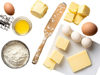 a group of ingredients for baking