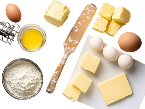 a group of ingredients for baking