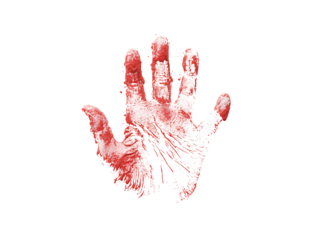 a red hand print with white background