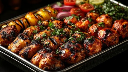 Grilled Chicken Skewers Platter
