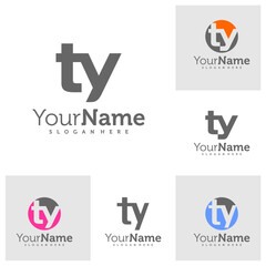 Set of Modern letter TY logo design vector. Creative TY logo concepts template