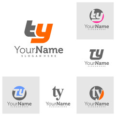 Fototapeta premium Set of Modern letter TY logo design vector. Creative TY logo concepts template