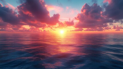 Obraz premium Vibrant Sunset Over the Ocean