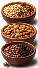 Fototapeta premium Assorted Nuts in Wooden Bowls