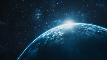 Naklejka premium stunning view of Earth from space with stars and glowing atmosphere