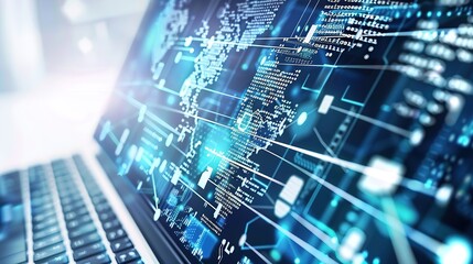 Digital Technology Future Internet Network - a futuristic and innovative visual. The white background emphasizes the connectivity and modernity of the digital network.