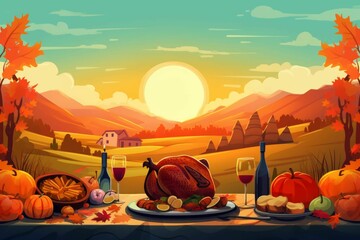 Thanksgiving Day social media post celebration illustration background thanksgiving greeting autumn concept