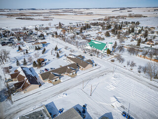 Aerial Drone View of Wakaw, Saskatchewan in Winter