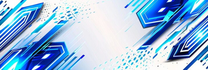 Abstract Hexagonal Pattern with Glowing Blue Elements on White Background