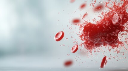 Fototapeta premium Artistic depiction of red blood cells moving through fluid, showcasing vitality and the intricate, life-sustaining dance of existence, rendered in modern style.