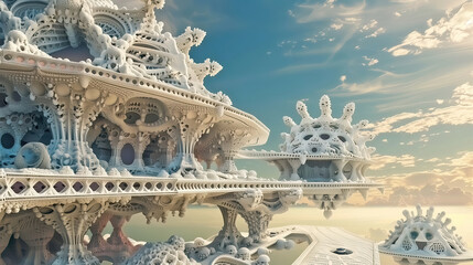 Fototapeta premium Abstract architectural background 3D white art concepts, modern abstract art