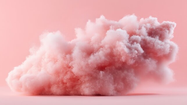 A single soft pink cloud floats effortlessly against a pastel backdrop, offering a calming and dreamy visual experience in this abstract composition.