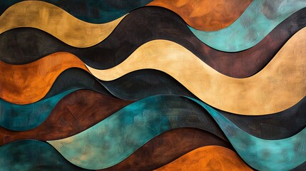 Abstract wavy pattern with warm colors and textures.