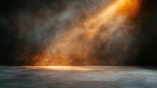 A single ray of sunlight hits a textured wall, illuminating it with a warm and inviting glow, symbolizing hope and renewal in an artistic snapshot.