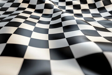 Obraz premium Close-up of a textured black and white checkered pattern fabric