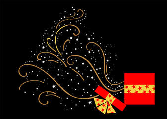 Happy new year greeting christmas card design with red gift box covered with red gift paper on white background vector EPS