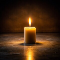 Candle Illuminating a Dark Room