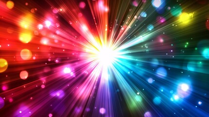 A vibrant explosion of colors radiating from a central point, creating a dynamic and lively atmosphere perfect for backgrounds or digital art.