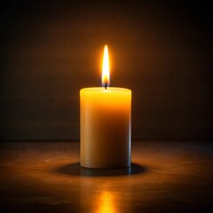 Candle Illuminating a Dark Room