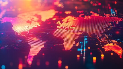 Digital World Map with Network Design Elements