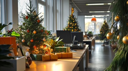 Obraz premium work office with Christmas decoration