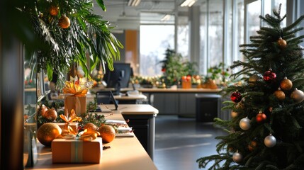 Obraz premium work office with Christmas decoration