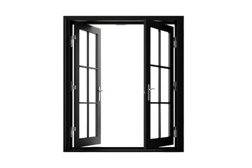 Black open window isolated on transparent background.	
