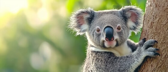 Fototapeta premium A koala bear sitting on top of a tree